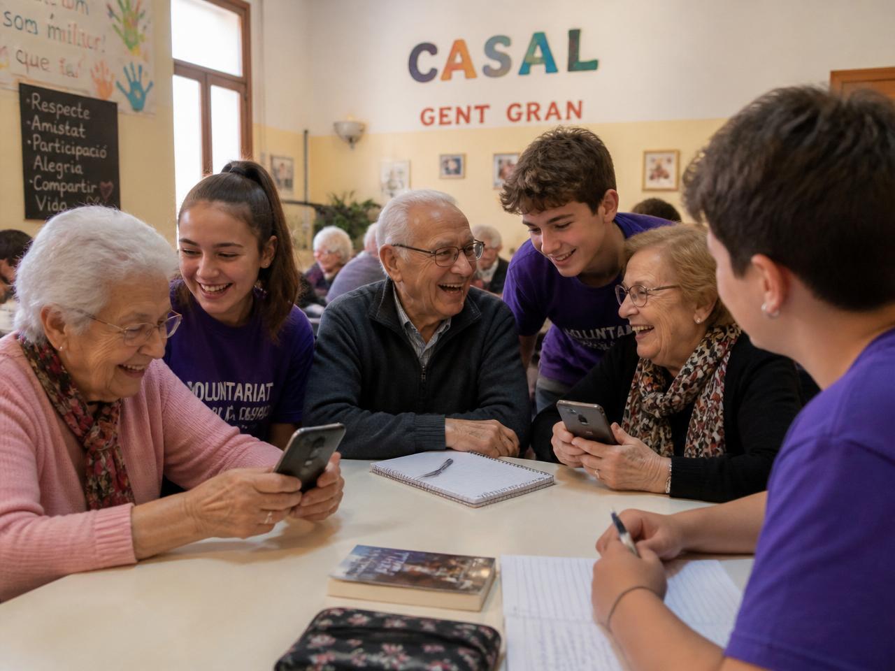 Joves i gent gran al casal